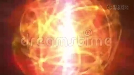 火球球体星云背景，魔法能量技术，核原子。视频