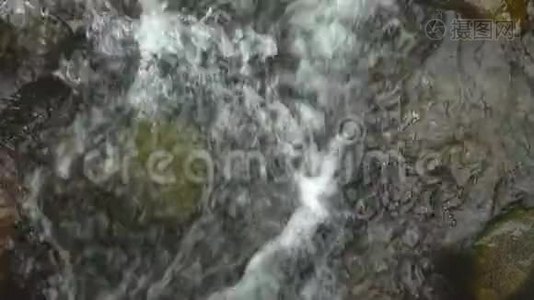 美丽的山溪。 干净的水。 慢镜头。视频