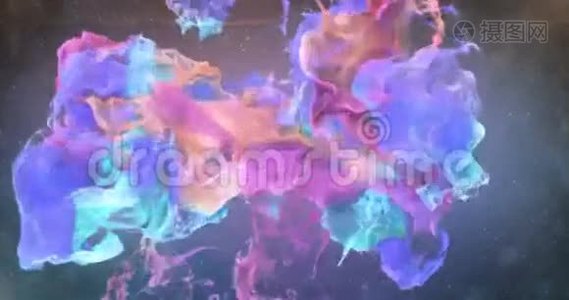 运动背景VJ循环-粉红橙紫青色粒子4k视频