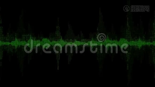 数字波形绿色背景v5视频