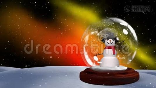雪人情侣在雪地上的圣诞动画视频