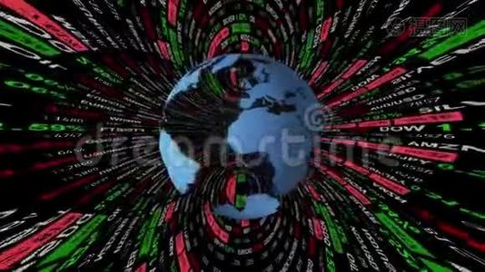 数字虚拟现实外汇市场股票行情板和全息地球仪背景-新品质视频