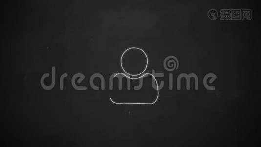 手绘线条艺术，用黑板上的白色粉笔向人们展示网络符号视频