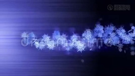 新宁冬天象征着美丽的雪花。 旋转雪的漩涡。 冬季模式。 美丽的雪花飞舞。 循环动画。视频