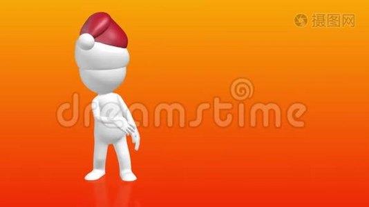 3D圣诞帽指向空方框的人的性格视频