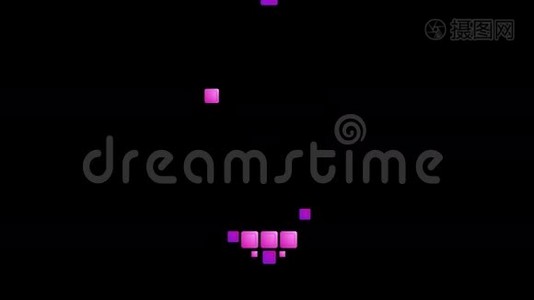 几何紫心符号动画背景.视频