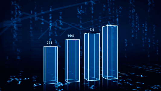 金融科技感数据增长柱状图视频
