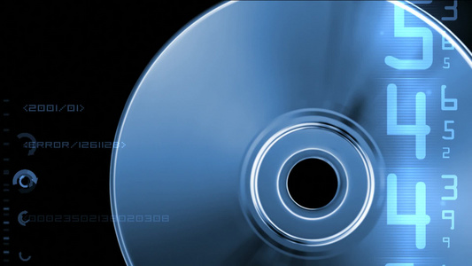 旋转蓝色CD与数字视频