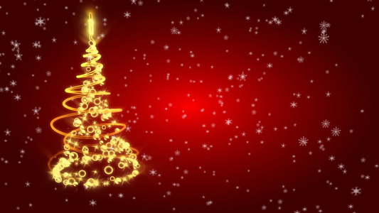 红色背景上的的圣诞树视频