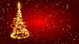 红色背景上的的圣诞树12秒视频