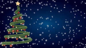 蓝色背景的圣诞树12秒视频