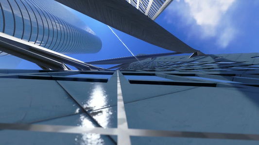 3D建筑 穿梭背景视频