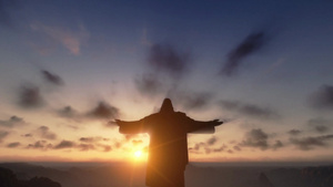 日落时的里约热内卢基督像剪影20秒视频