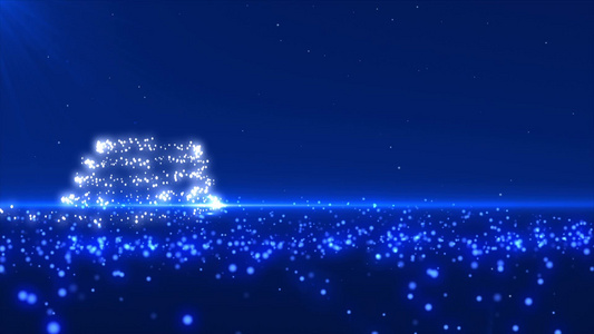 蓝色背景粒子圣诞树视频