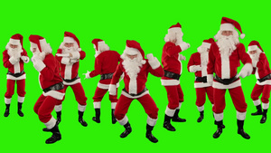 一群圣诞老人跳舞绿色素材24秒视频