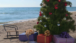 海滩上的圣诞树15秒视频