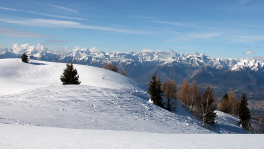 意大利阿尔卑斯山顶峰雪景视频
