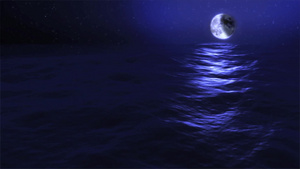海面上仰望月食与流星动画14秒视频