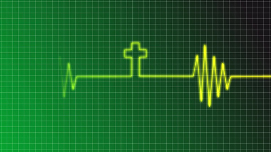 绿色背景的心电图风格十字架分隔符号视频