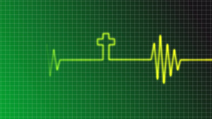 绿色背景的心电图风格十字架分隔符号10秒视频