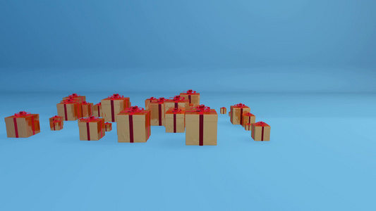 礼品盒节日蓝色背景视频