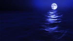 月光照射下翻滚的海面动画15秒视频