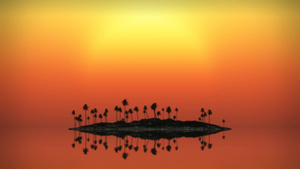 热带岛屿日落与棕榈和海浪14秒视频