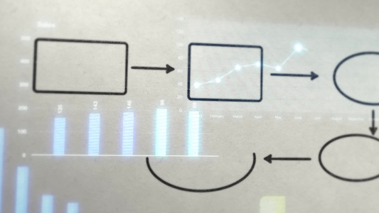 报纸图表与商业投影视频