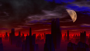 夜空中高楼被红色的雾笼罩着7秒视频