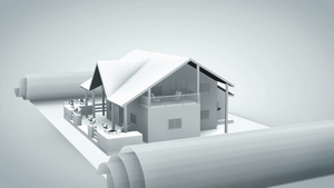 房子模型从白色变为彩色15秒视频
