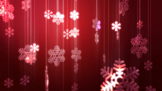 节日玻璃雪花装饰的循环动画视频