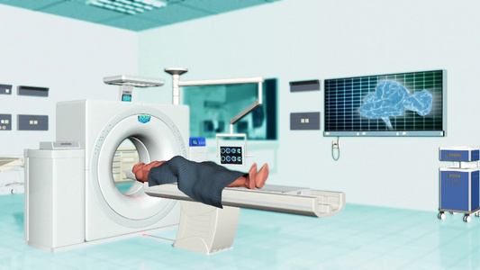 医院房间里的MRI扫描仪视频