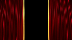 红色剧院天鹅绒窗帘拉开后显示的是倒计时的演示声音23秒视频