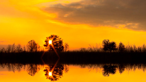 湖边夕阳日落14秒视频