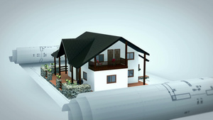 房屋建筑蓝图三维动画15秒视频