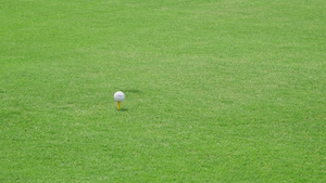 在高尔夫球场球杆练习精确击球特写镜头16秒视频