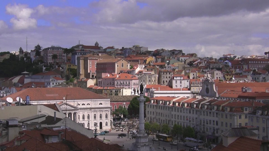 葡萄牙里斯本广场与房屋建筑视频