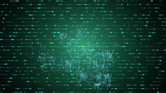  发光绿色背景上出现的连接导体和神经信号视频