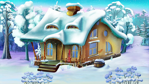 雪天冬天森林里的小房子13秒视频