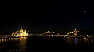 夜间布达佩斯的全景19秒视频
