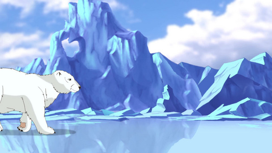 北极的大白北极熊动画运动图形视频