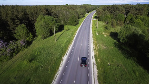 绿色丛林间公路行驶汽车交通10秒视频