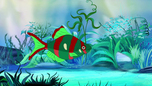红绿色的鱼漂浮在水族馆里动画循环运动图形14秒视频