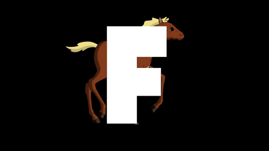动画动物学英语字母表卡通白驹在字母f的背景下视频