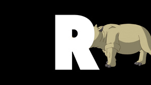 卡通犀牛和字母r15秒视频