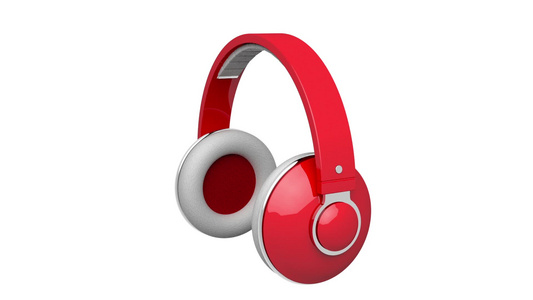 红色DJ耳机在白色背景上旋转视频