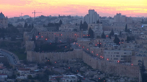 耶路撒冷旧城日落风景21秒视频