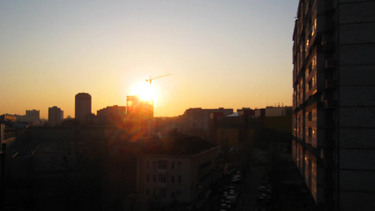 日落时分在城市视频