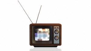 老式电视与黑白静态噪音测试屏幕对白色14秒视频