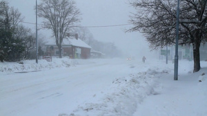 城市里的冬季降雪19秒视频